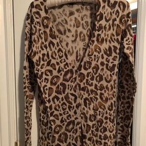 Leopard print v-neck cardigan